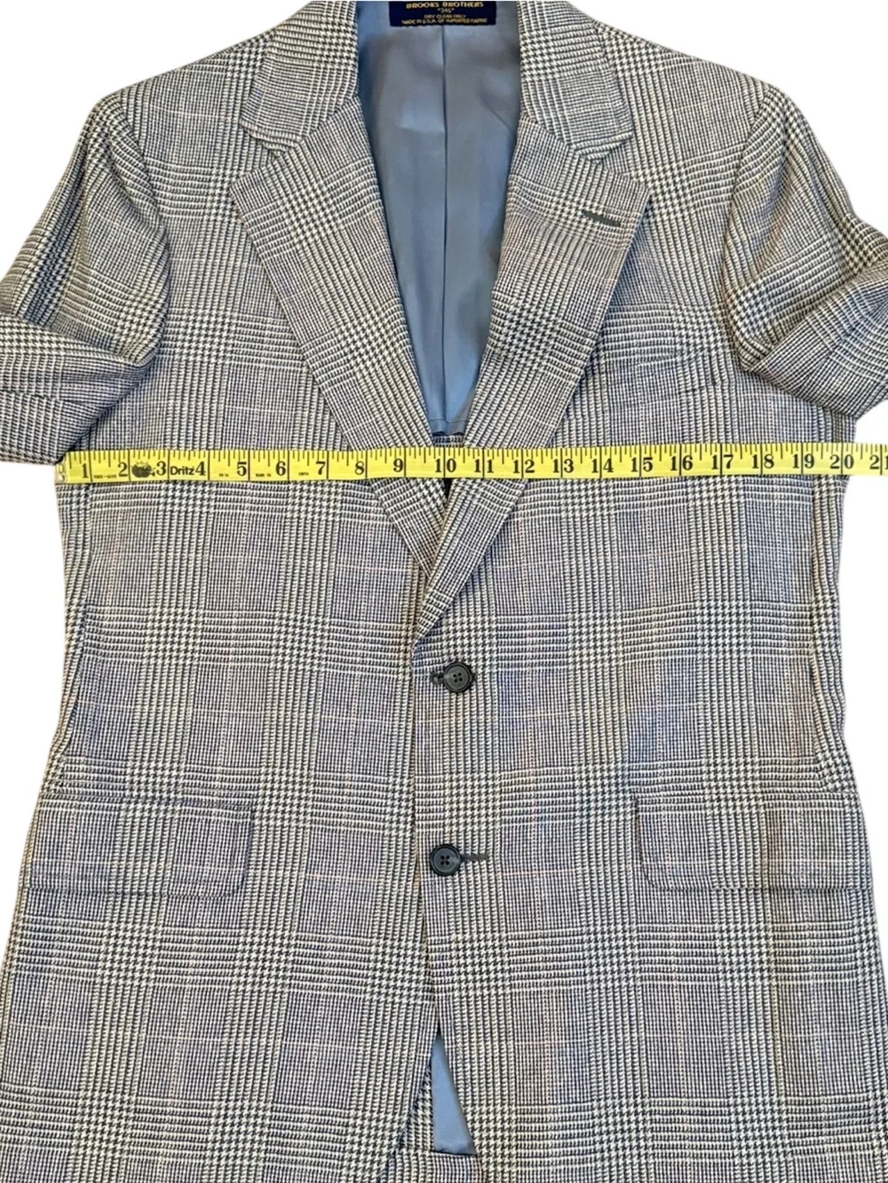 Vintage 70s Brooks Brothers USA Silk Wool Glen Plaid Houndstooth Blazer Coat 40R
